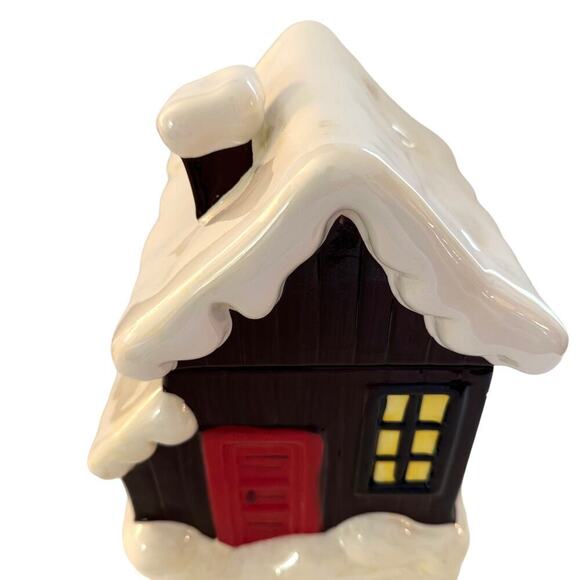 SCM Designs Snow Covered Ceramic Snowman Winter House Cookie Jar - Picture 7 of 10